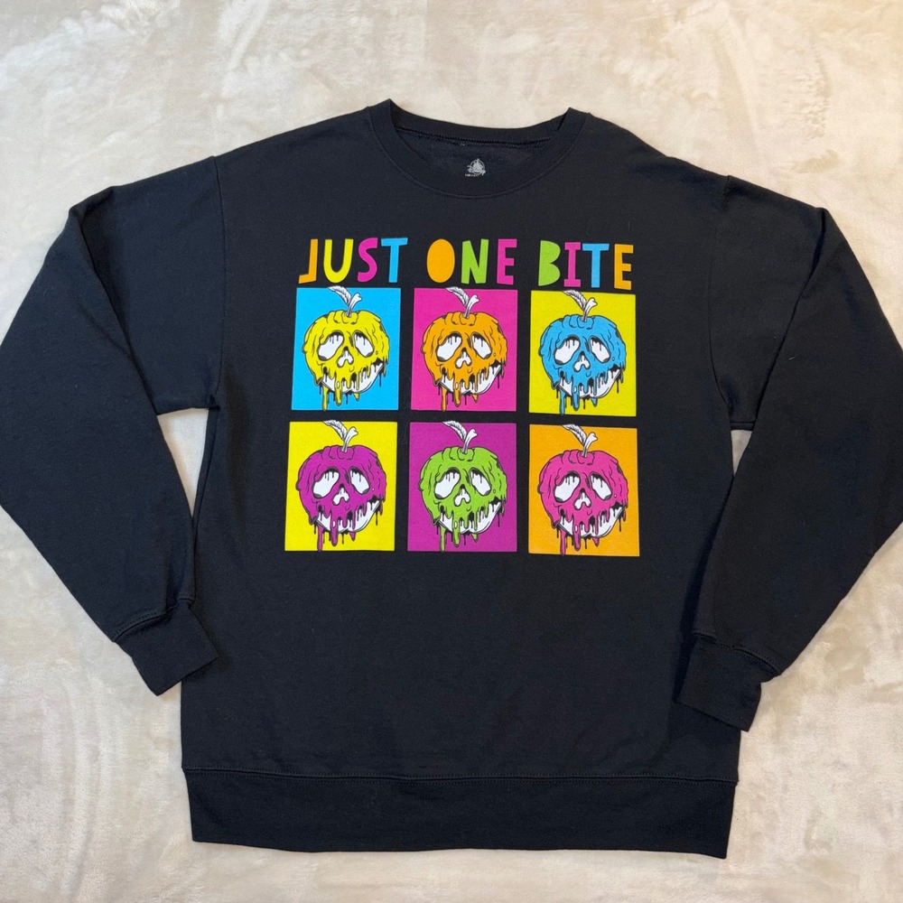 Disney Snow White Just One Bite Poison Apple Sweatshirt Black Small Pop Art